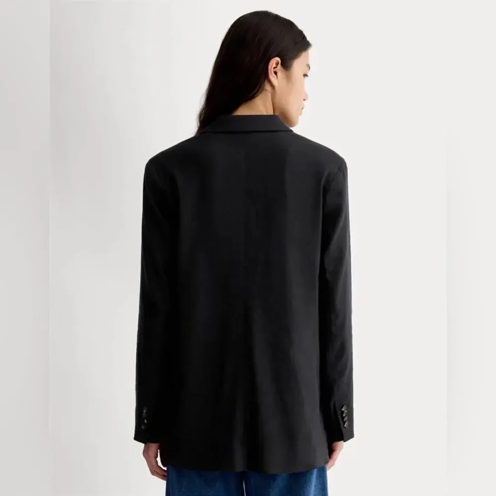 Everlane TENCEL Oversized Blazer Black Size 16 NWT Sustainable Structured - Picture 6 of 12